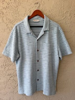 Marine Layer Blue Striped Button Up Polo Shirt M/L